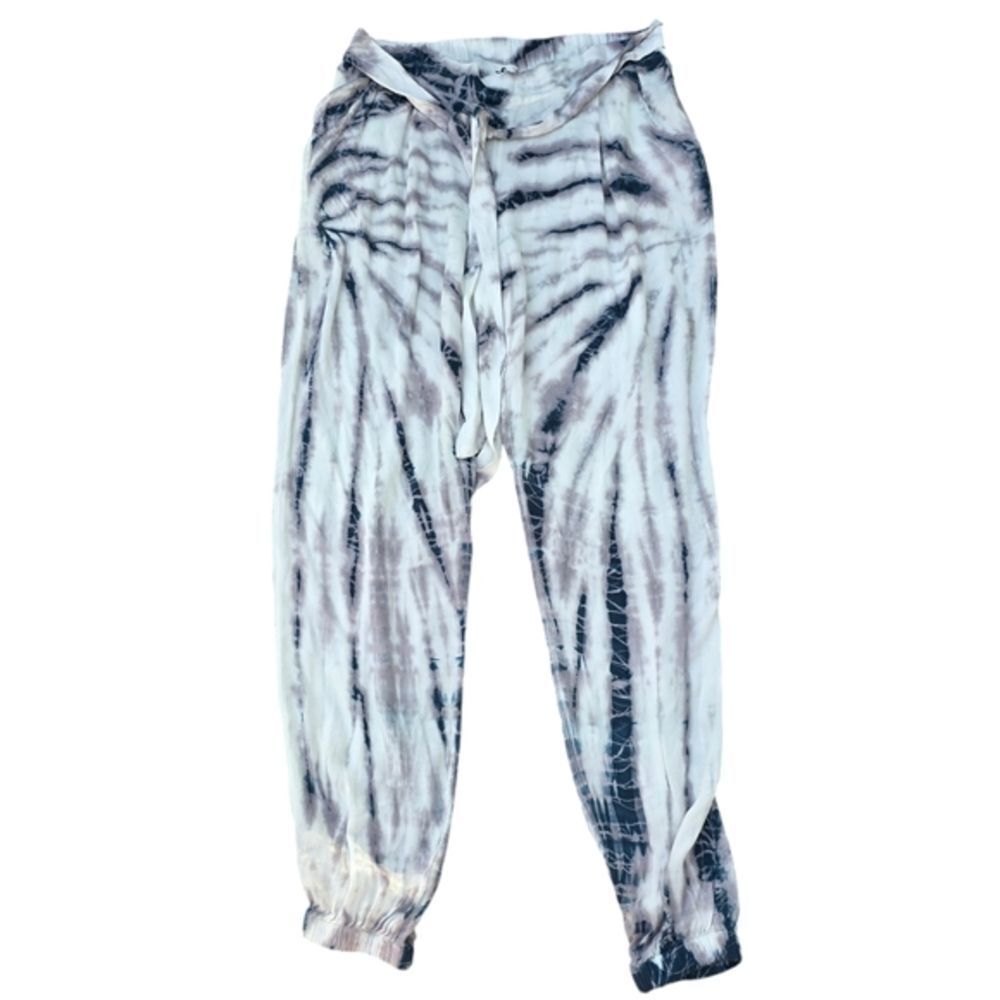 Young Fabulous & Broke -1305 Tie Dye Lightweight Jogger Pants White Gray Navy S